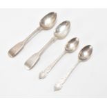 FOUR VICTORIAN & LATER SILVER HALLMARKED SPOONS