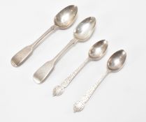 FOUR VICTORIAN & LATER SILVER HALLMARKED SPOONS