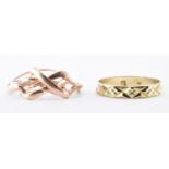 14CT GOLD BAND RING & PUZZLE RING