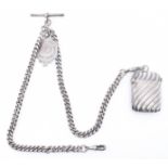 VICTORIAN SILVER HALLMARKED POCKET WATCH CHAIN & ACCESSORIES