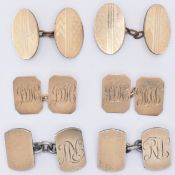 THREE PAIRS OF CUFFLINKS INCLUDING 9CT GOLD