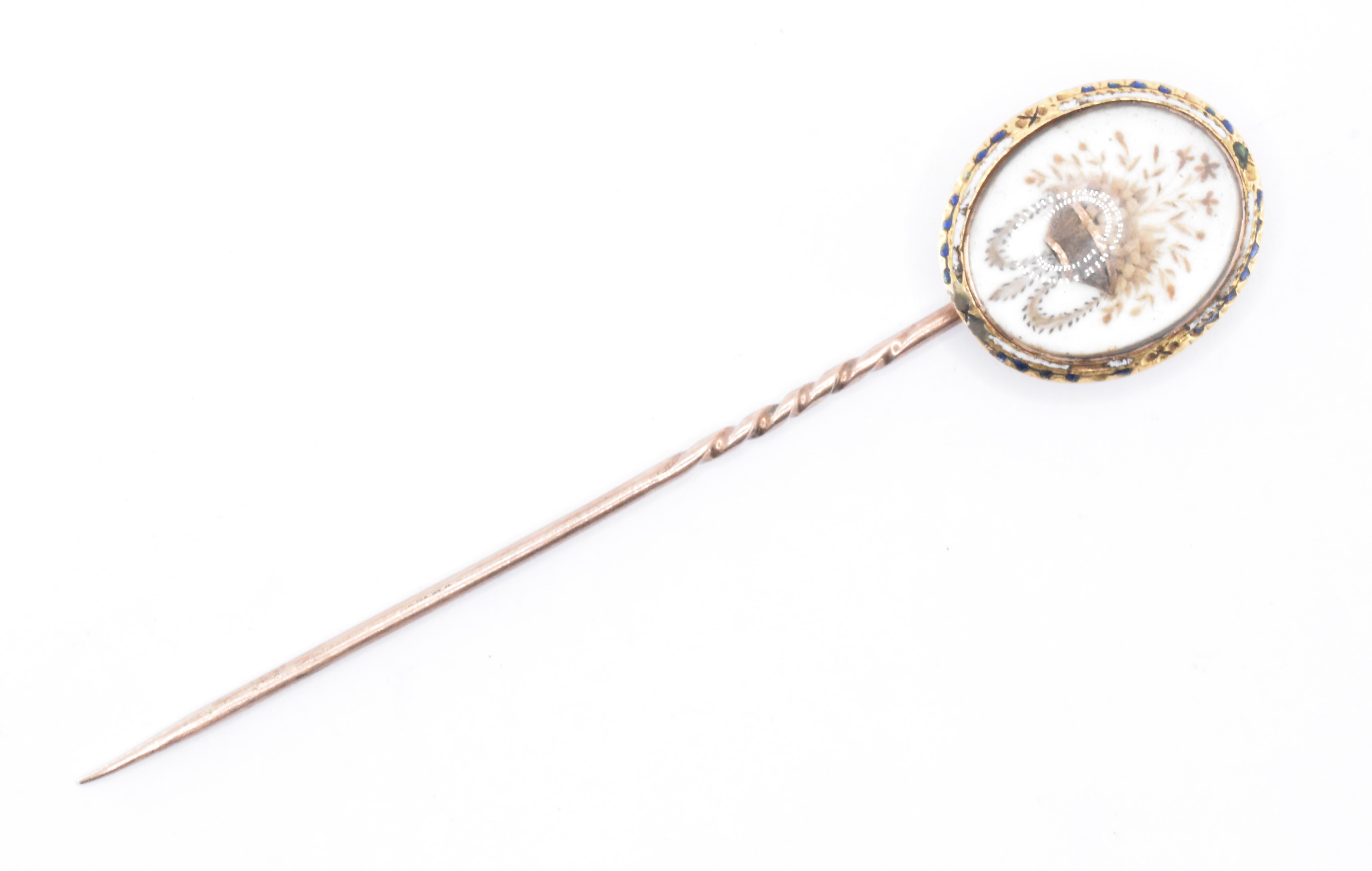 GEORGE III GOLD & HAIR WORK FLORAL STICK PIN - Image 4 of 4