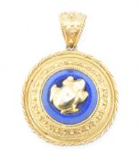 VICTORIAN GOLD & LAPIS LAZULI ETRUSCAN PENDANT