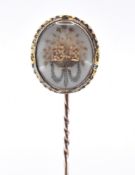 GEORGE III GOLD & HAIR WORK FLORAL STICK PIN