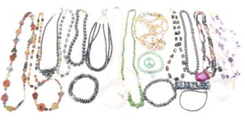 COLLECTION OF GEMSTONE BEAD NECKLACES & BRACELETS