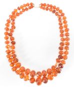 VINTAGE FACETED AMBER BEAD NECKLACE WITH 9CT GOLD CLASP