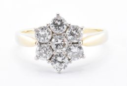 18CT GOLD AND DIAMOND CLUSTER RING