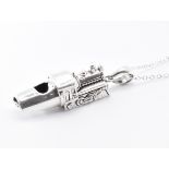 SILVER NECKLACE WITH TRAIN WHISTLE PENDANT