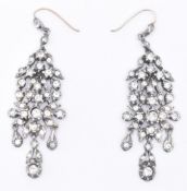 19TH CENTURY VICTORIAN PASTE SILVER & GOLD DROP EARRINGS