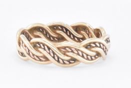 HALLMARKED 9CT GOLD ROPE TWIST BAND RING