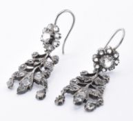 PAIR OF VICTORIAN PASTE FLORAL DROP EARRINGS