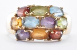 14CT GOLD MULTI GEM CLUSTER RING