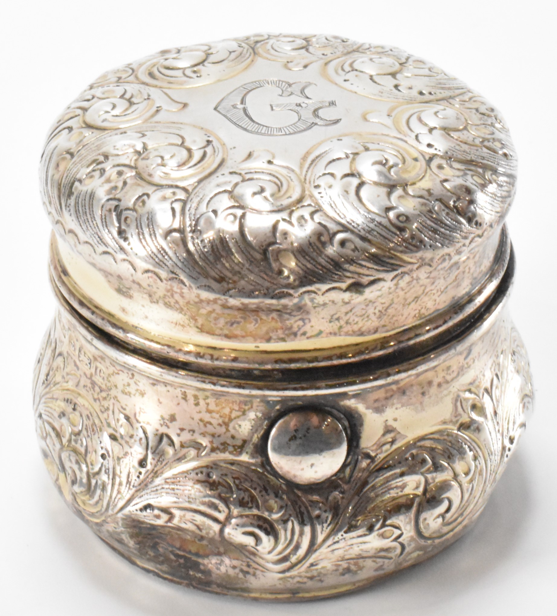 EDWARDIAN SILVER CASED INKWELL - Image 2 of 6