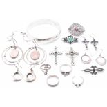 ASSORTMENT OF SILVER STONE SET JEWELLERY