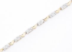 9CT GOLD AND DIAMOND TENNIS BRACELET