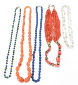 GROUP OF GEMSTONE BEADED NECKLACES INCLUDING LAPIS LAZULI