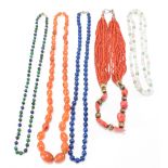 GROUP OF GEMSTONE BEADED NECKLACES INCLUDING LAPIS LAZULI