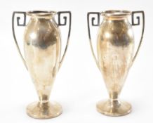 PAIR OF HALLMARKED ART DECO SILVER KENDER & STOKES VASES