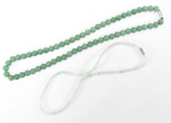 JADE BEADED NECKLACE & AVENTURINE QUARTZ BEADED NECKLACE