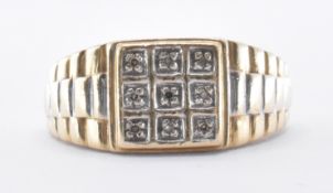 HALLMARKED 9CT GOLD & DIAMOND ROLEX STYLE RING