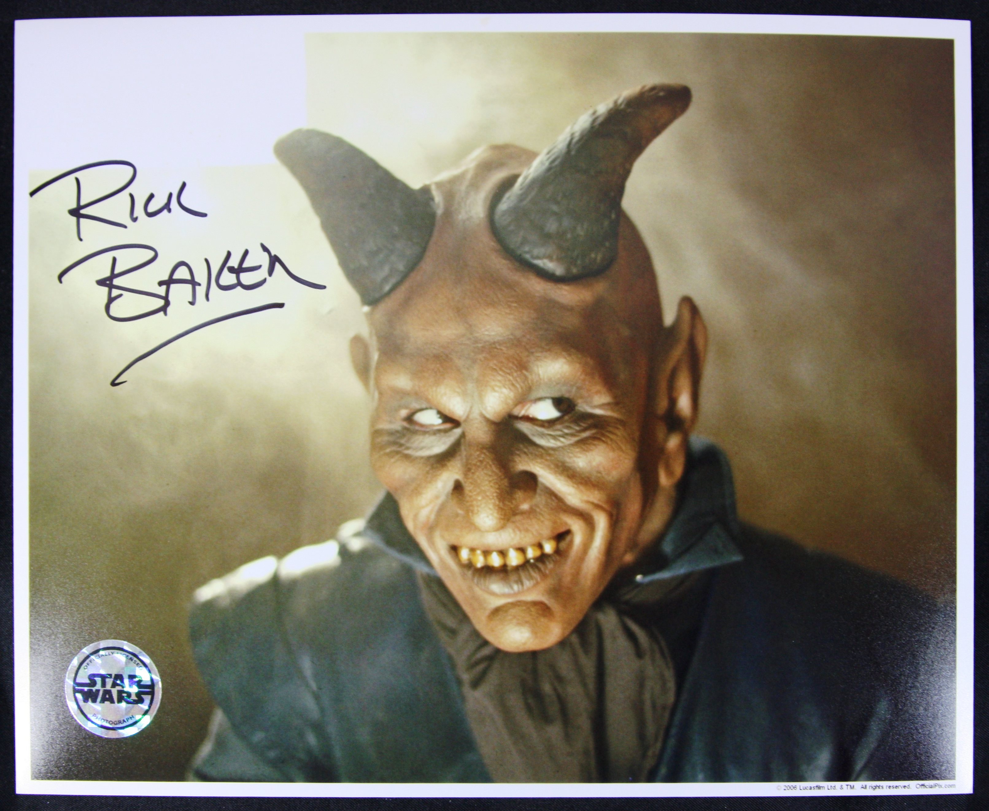 STAR WARS - RICK BAKER (CREATURE EFFECTS) - OFFICIAL PIX SIGNED 8X10"