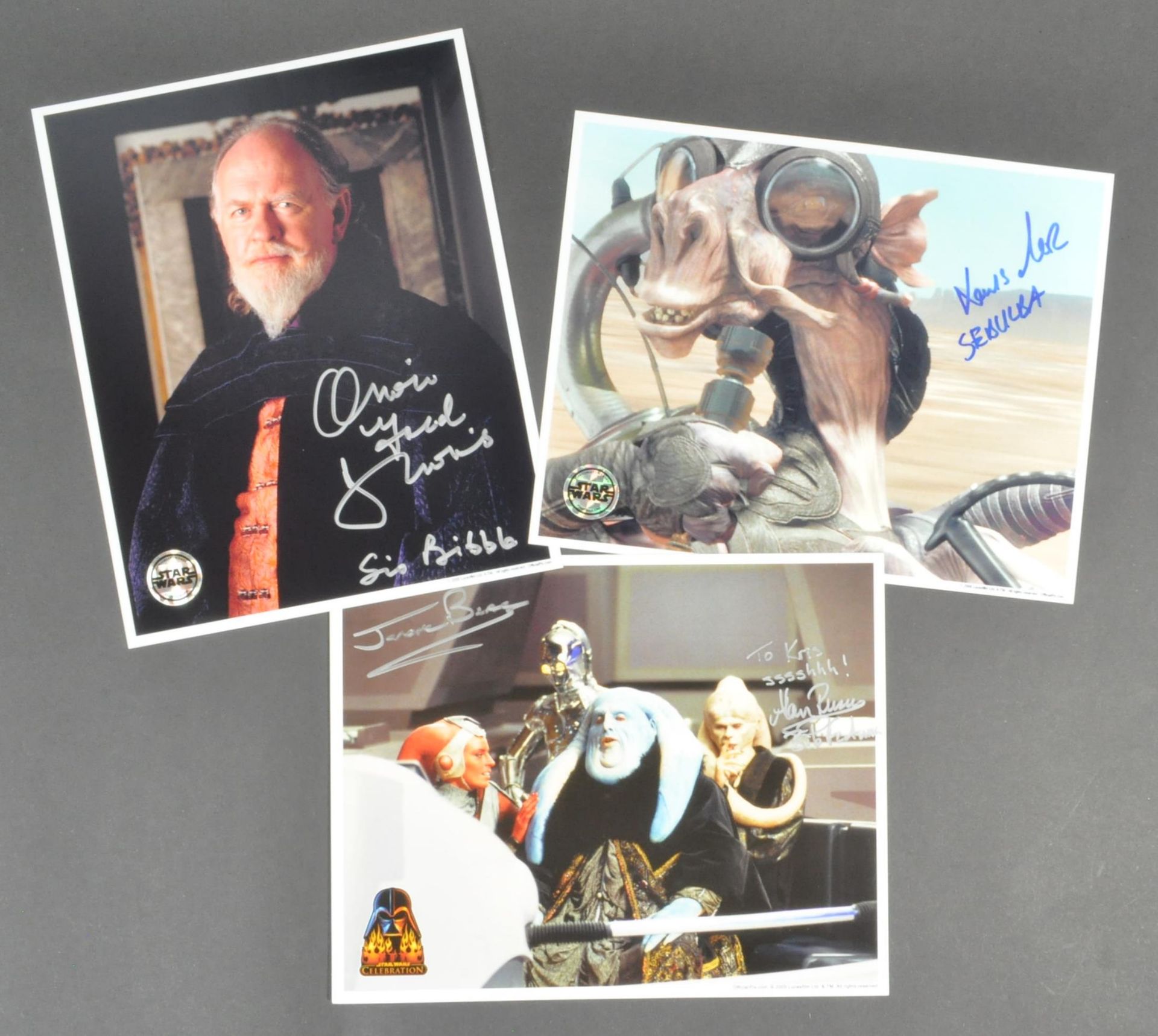 STAR WARS - PREQUEL TRILOGY - X3 OFFICIAL PIX SIGNED 8X10" PHOTOS