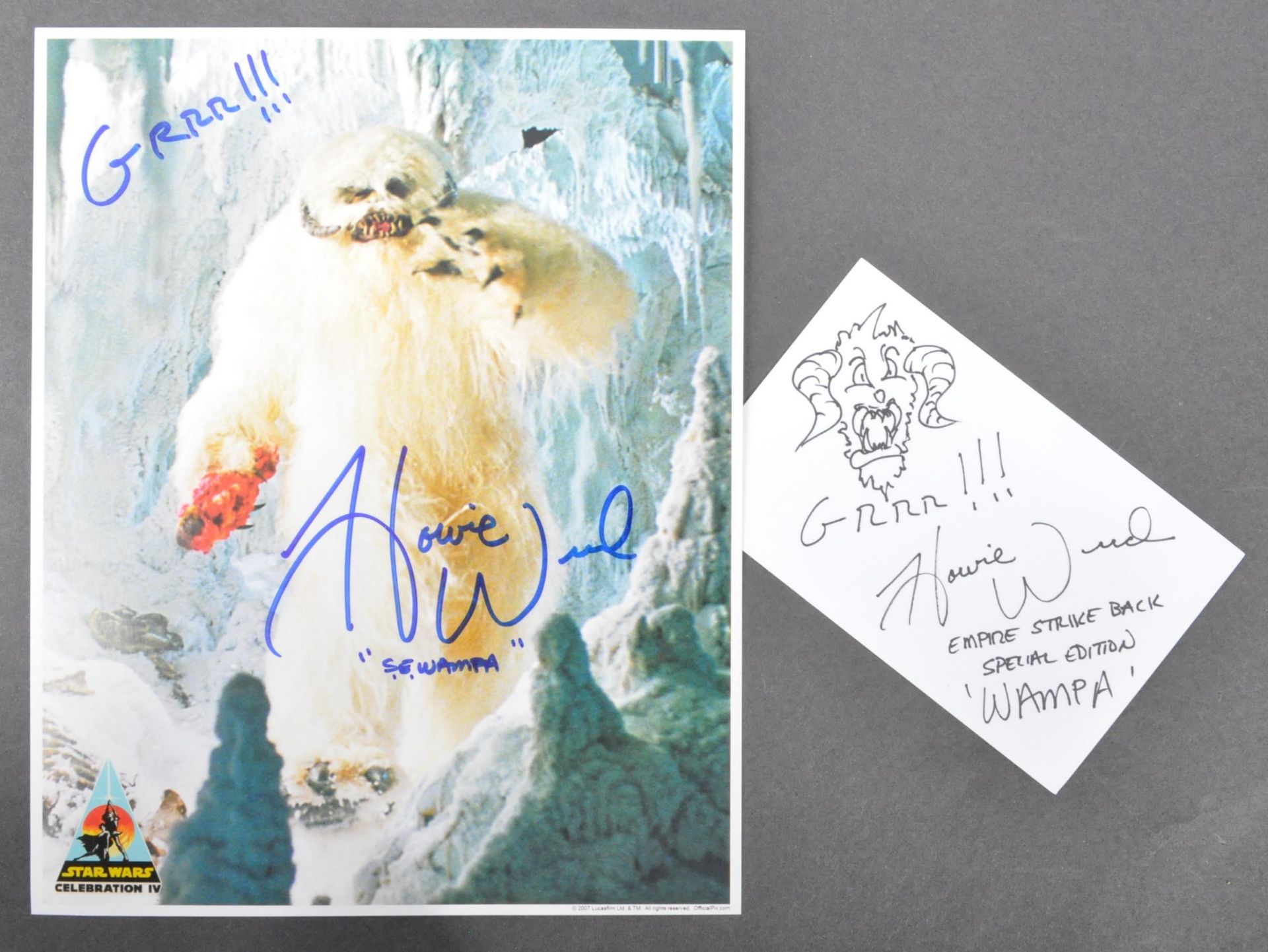 STAR WARS - HOWIE WEED - WAMPA - OFFICIAL PIX SIGNED PHOTO & SKETCH