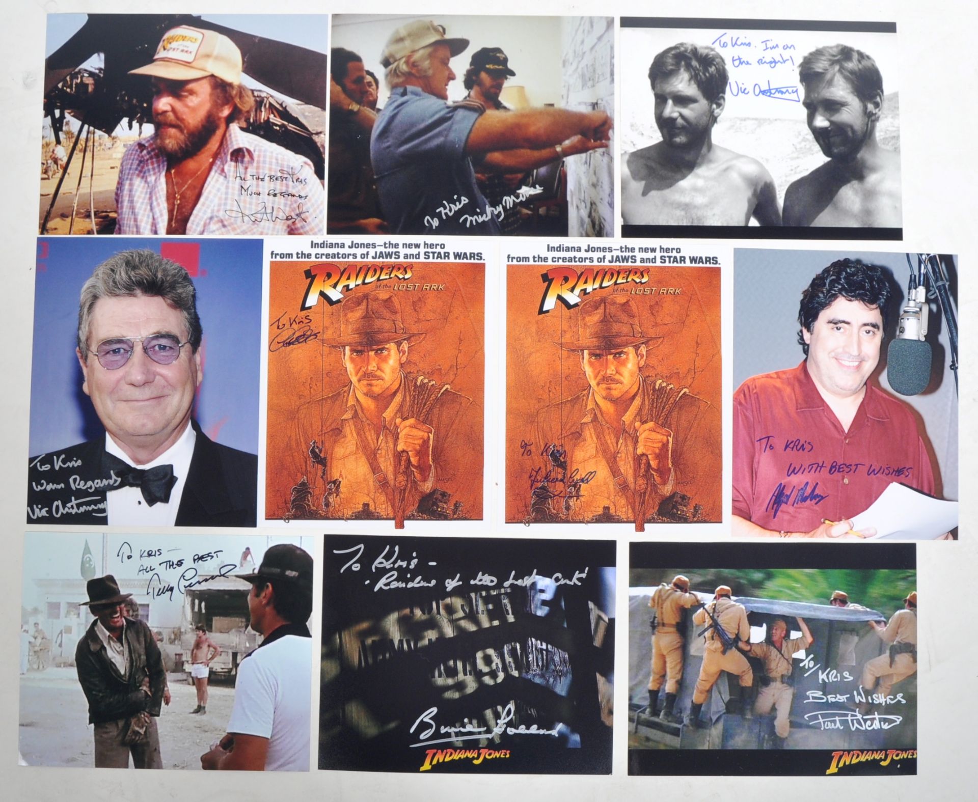 INDIANA JONES - RAIDERS - COLLECTION OF SIGNED 8X10" PHOTOS