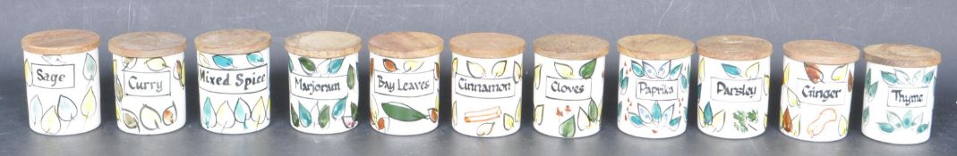 TEN VINTAGE GEOFFERY MAUND CERAMIC SPICE POTS