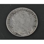 WILLIAM AND MARY SILVER HALF CROWN COIN DATED 1689