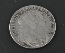 WILLIAM AND MARY SILVER HALF CROWN COIN DATED 1689