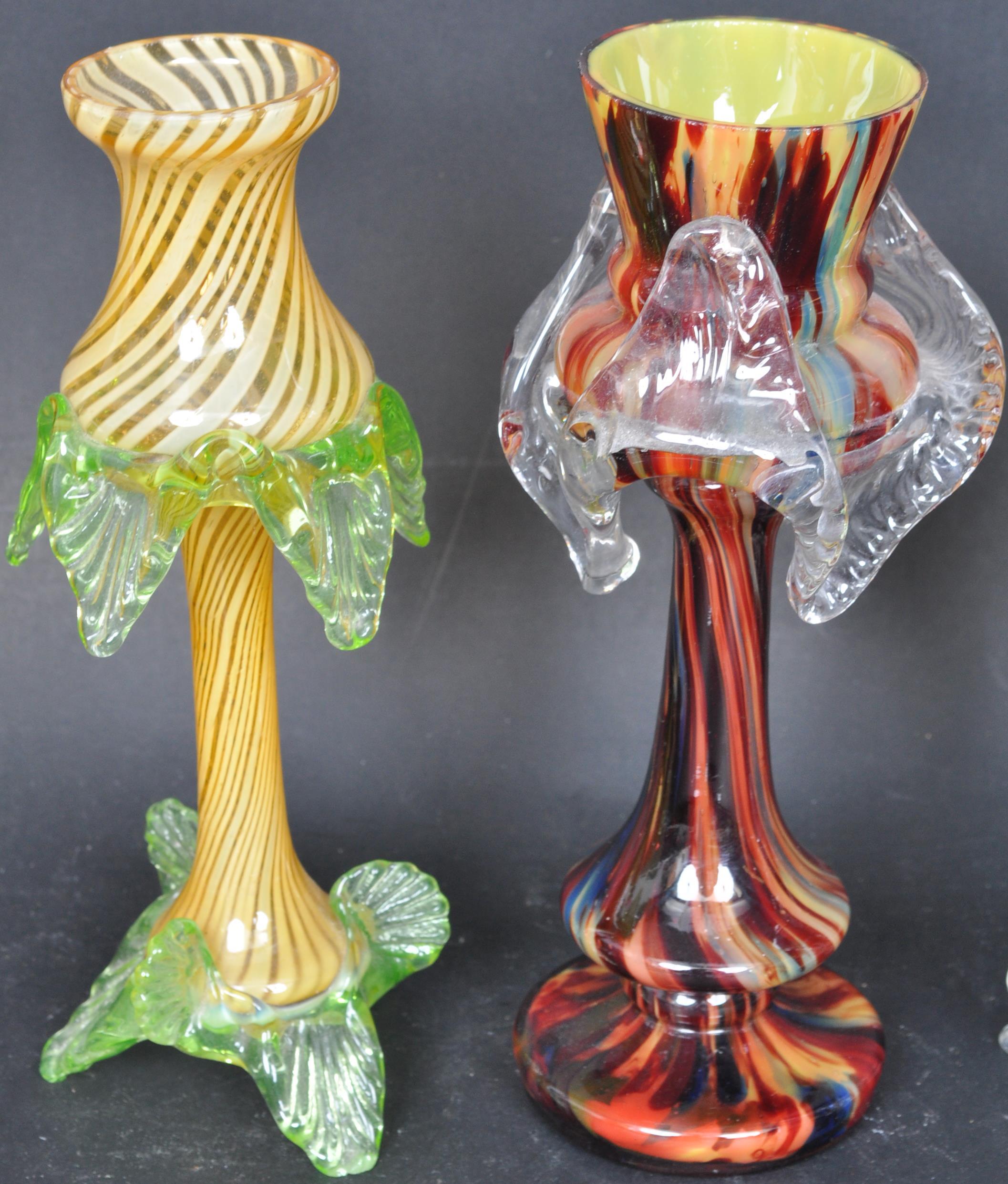 SET OF 4 STUDIO ART GLASS JACK IN THE PULPIT VASES - Image 8 of 8