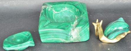 VINTAGE 20TH CENTURY POLISHED MALACHITE ASHTRAY