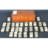 VICTORIAN BONE & EBONY DOMINOS WITH CRIBBAGE BOARD