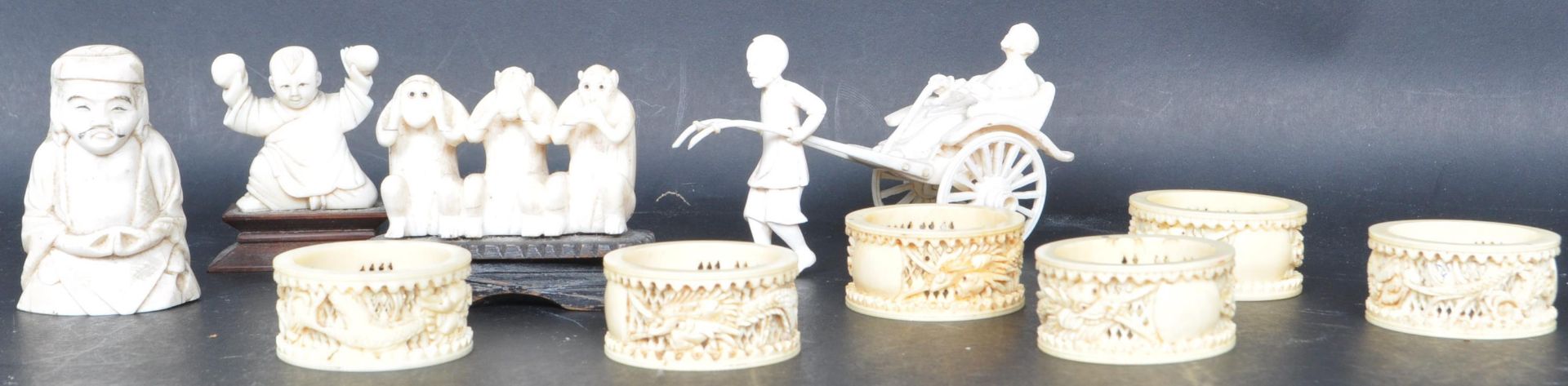 COLLECTION OF EARLY 20TH CENTURY CHINESE ORIENTAL IVORY FIGURINES