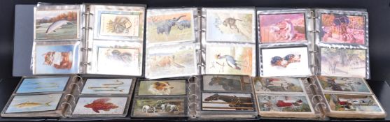 COLLECTION OF 12 POSTCARDS ALBUMS - ANIMALS AND RAILWAY