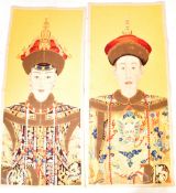 TWO CHINESE ORIENTAL WALL HANGING EMBROIDERY PICTURES