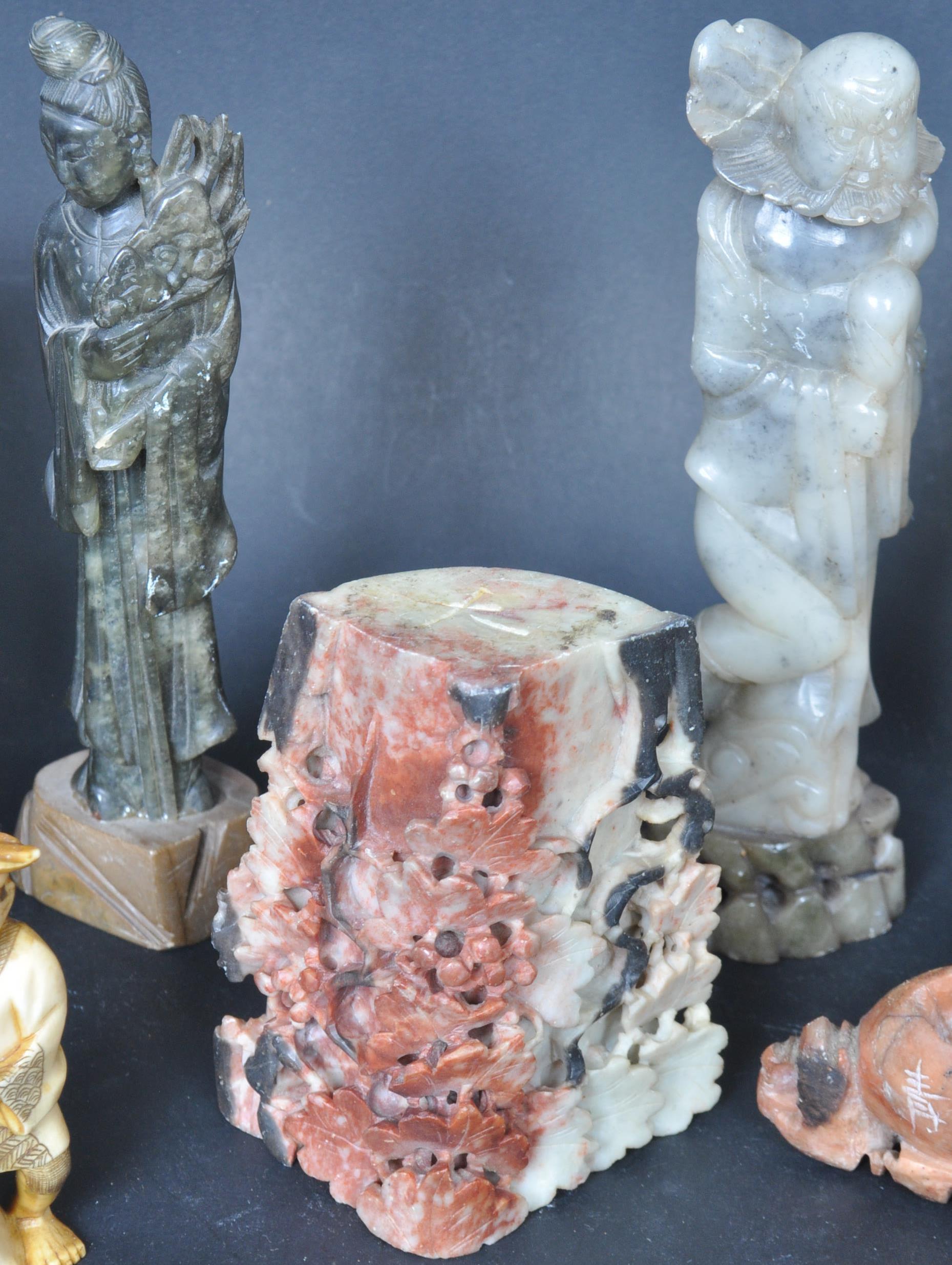 COLLECTION OF 19TH & 20TH CENTURY CHINESE SOAPSTONE - Image 4 of 11