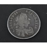 17TH CENTURY CHARLES II SILVER HALF CROWN COIN - 1669