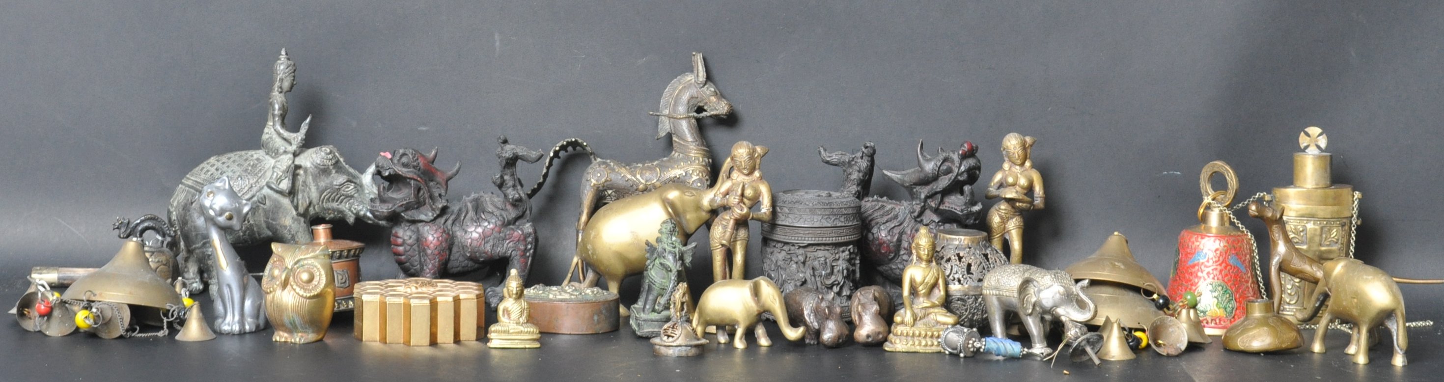 LARGE COLLECTION OF BRASS WARE AND HINDU FIGURINES