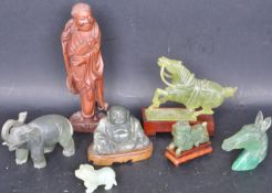 COLLECTION OF 20TH CENTURY CHIENSE CARVED STONE FIGURINES