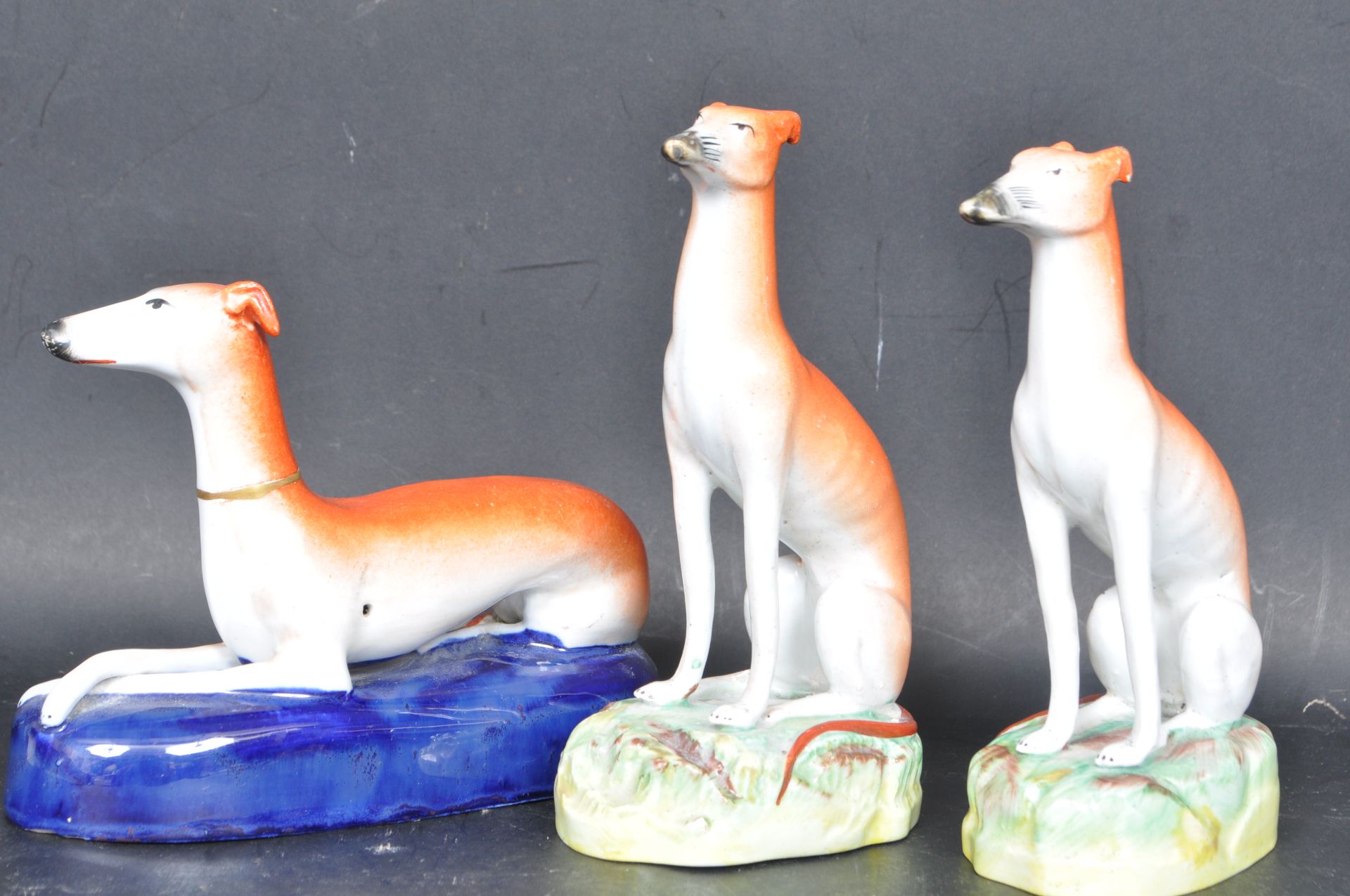 20TH CENTURY STAFFORDSHIRE CERAMIC GREYHOUND PEN STAND TOGETHER WITH ANOTHER