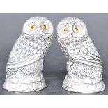 PAIR OF SILVER PLATED OWL SALT & PEPPER SHAKERS