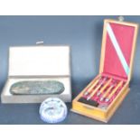 CHINESE CALIGRAPHY SET & WOODEN CHINESE BLOCK SEAL CASED