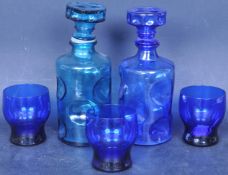 PAIR OF EMPOLI GLASS THUMBPRINT DECNATERS & TUMBLERS