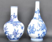TWO BLUE AND WHITE CHINESE ORIENTAL CERAMIC PORCELAIN VASES