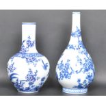 TWO BLUE AND WHITE CHINESE ORIENTAL CERAMIC PORCELAIN VASES