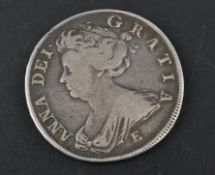 QUEEN ANNE SILVER HALF CROWN COIN - 1707