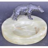 VINTAGE 20TH CENTURY ONYX AND SPELTER PIN TRAY