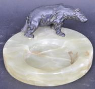 VINTAGE 20TH CENTURY ONYX AND SPELTER PIN TRAY